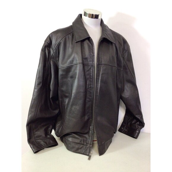 Roundtree & Yorke Brown Leather Jacket Aviator Coat Mens 3XL - Picture 5 of 11